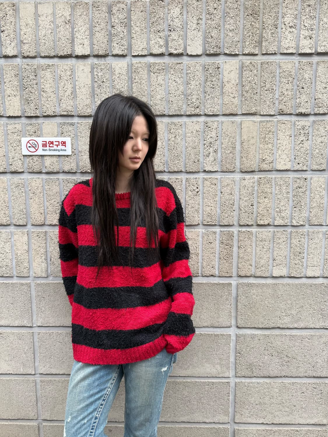 레드&블랙 스트라이프 부클니트 상품이미지8