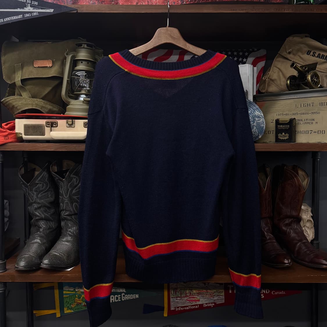 90s 리바이스 금장 로고 화이트 탭 프레피 크리켓 니트 클래식 N40 상품이미지2