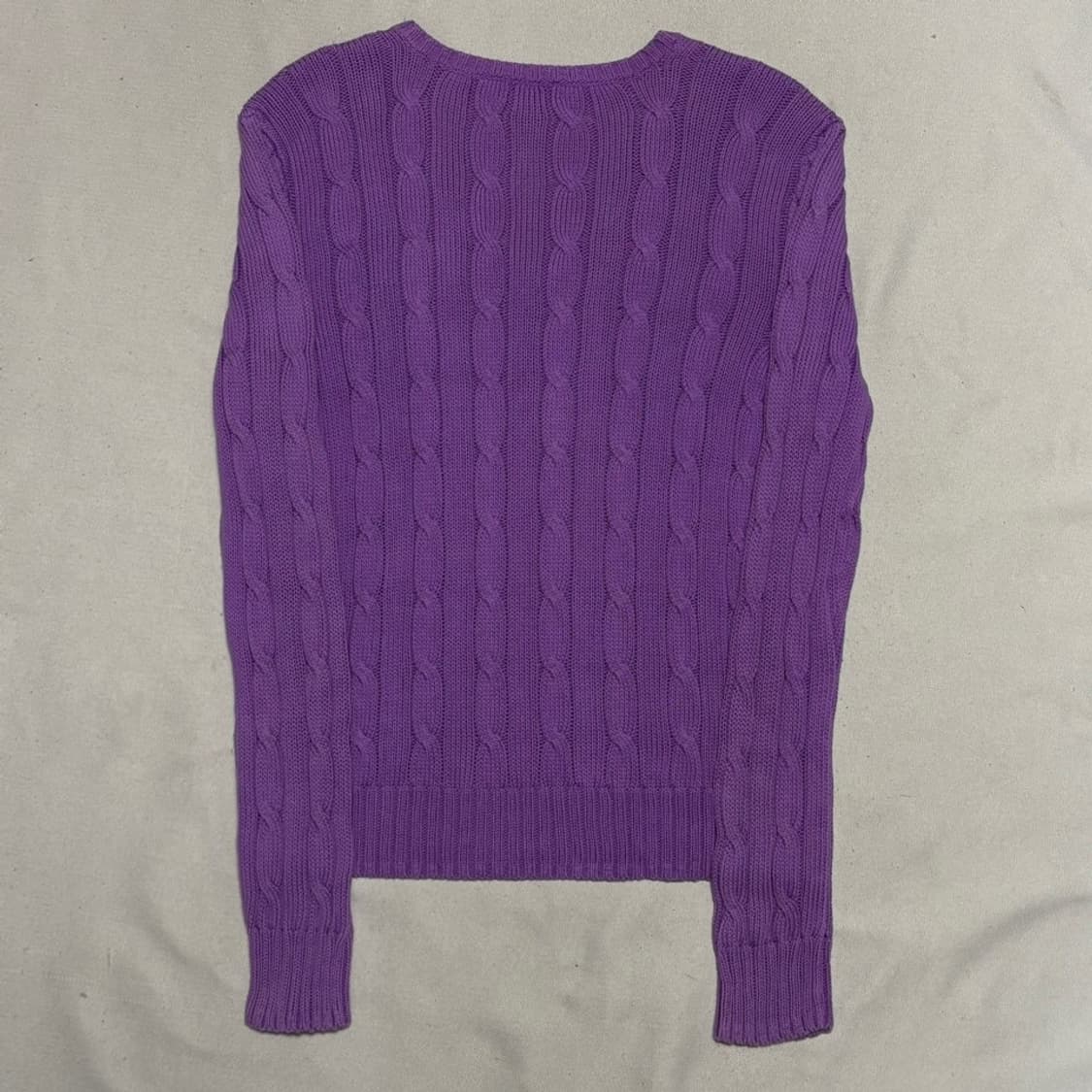 M 폴로랄프로렌 퍼플 브이넥 케이블 니트 상품이미지3