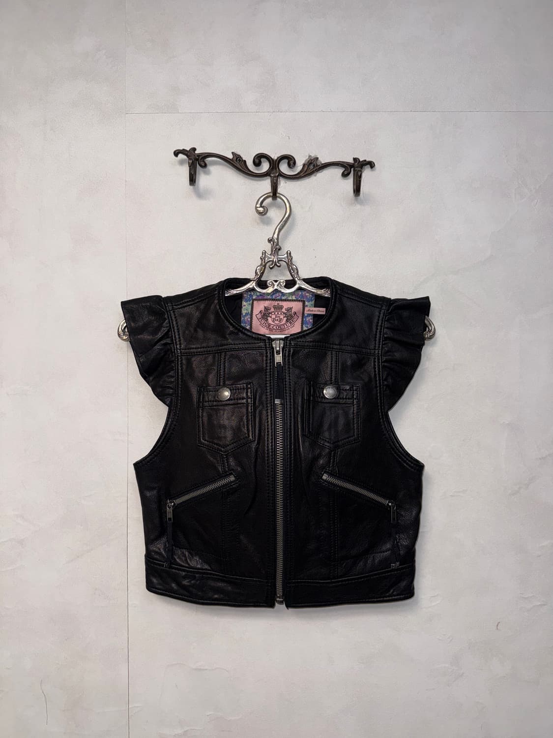 Juicy Couture black lamb skin frill vest 상품이미지1