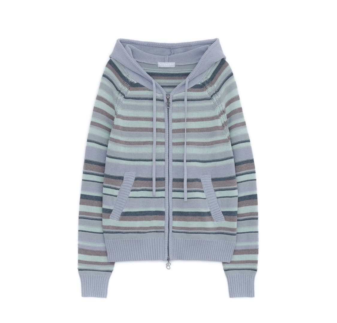 허그유어스킨 Candy stripe knit hoodie zip-up 상품이미지1