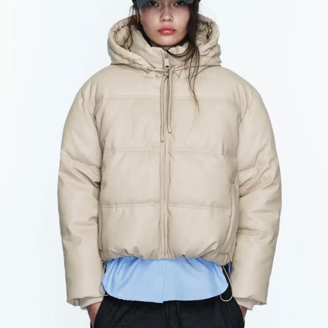 자라 페이크 레더 크롭 패딩 3046/202 상품이미지5