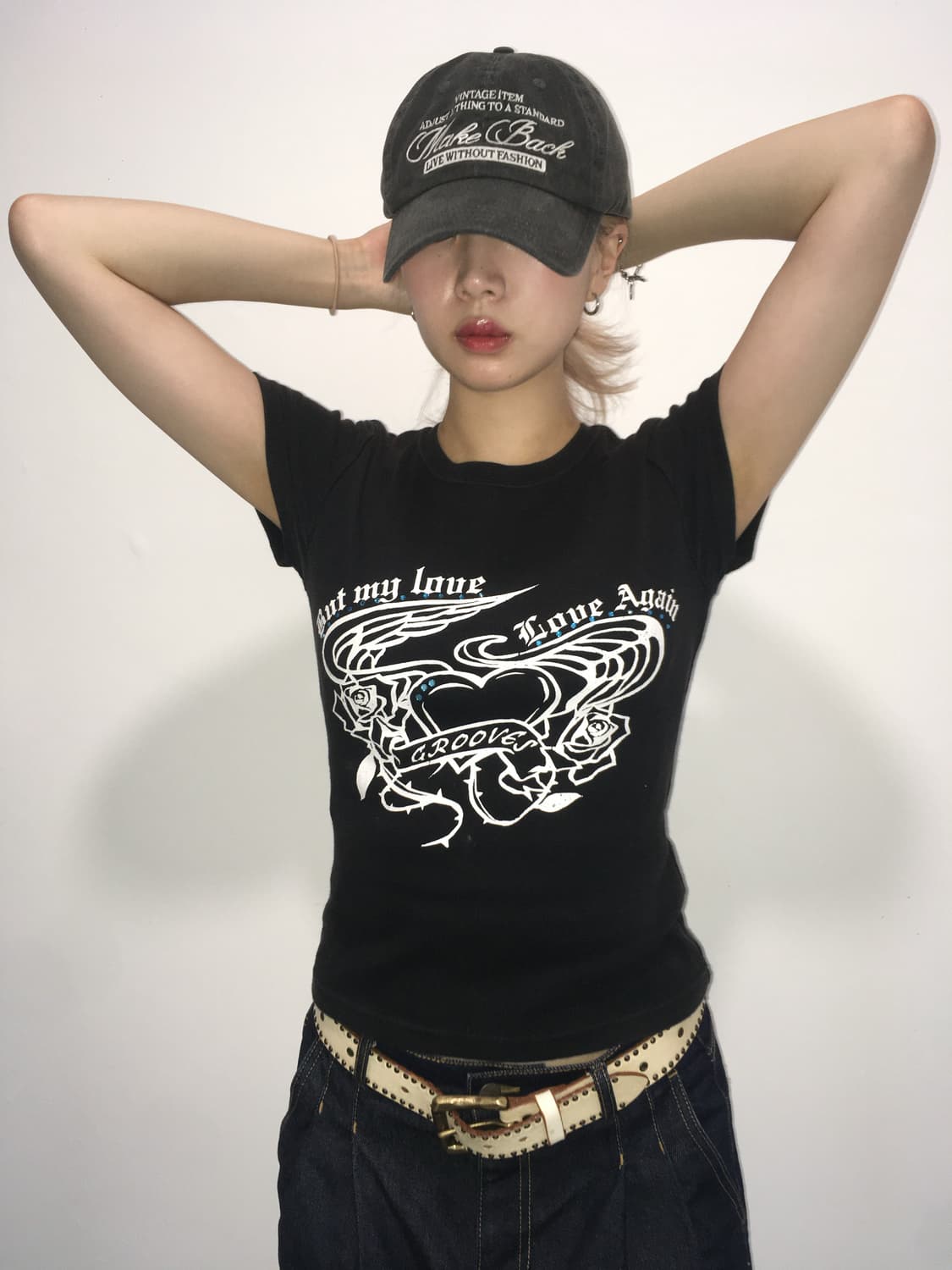 jpn vintage punk beads printing t shirt 상품이미지2