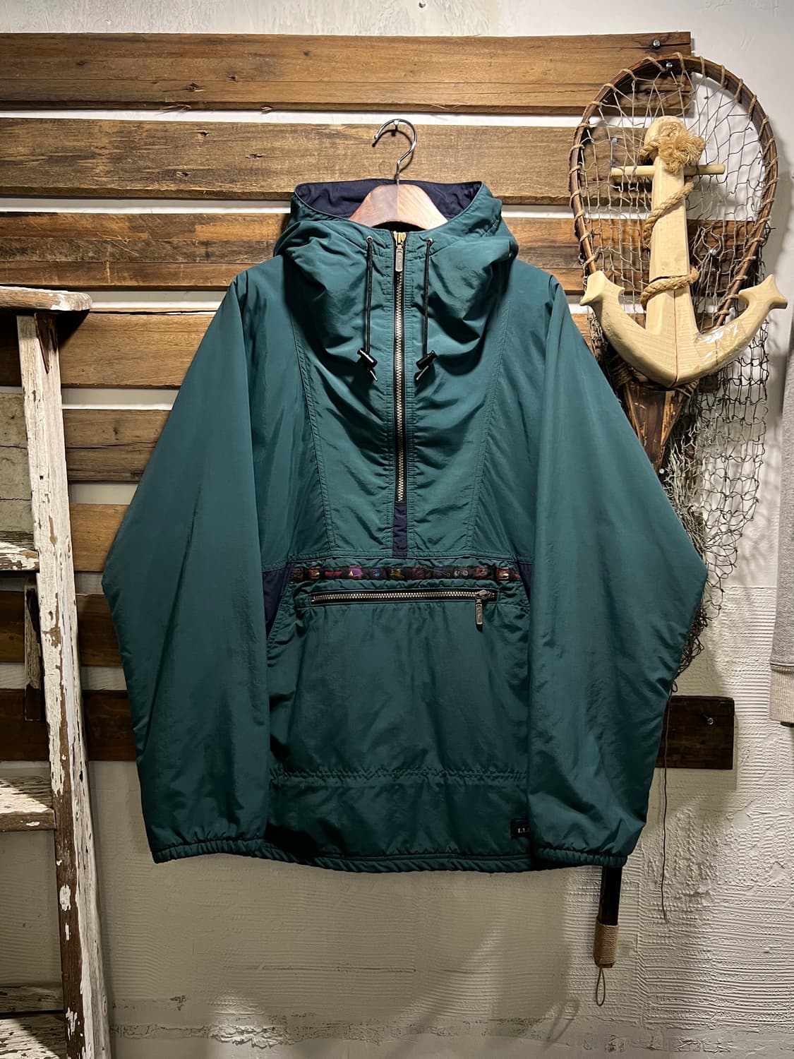 [M]90's 엘엘빈 USA Made 신슐레이트 그린 나일론 후드 자켓 상품이미지1