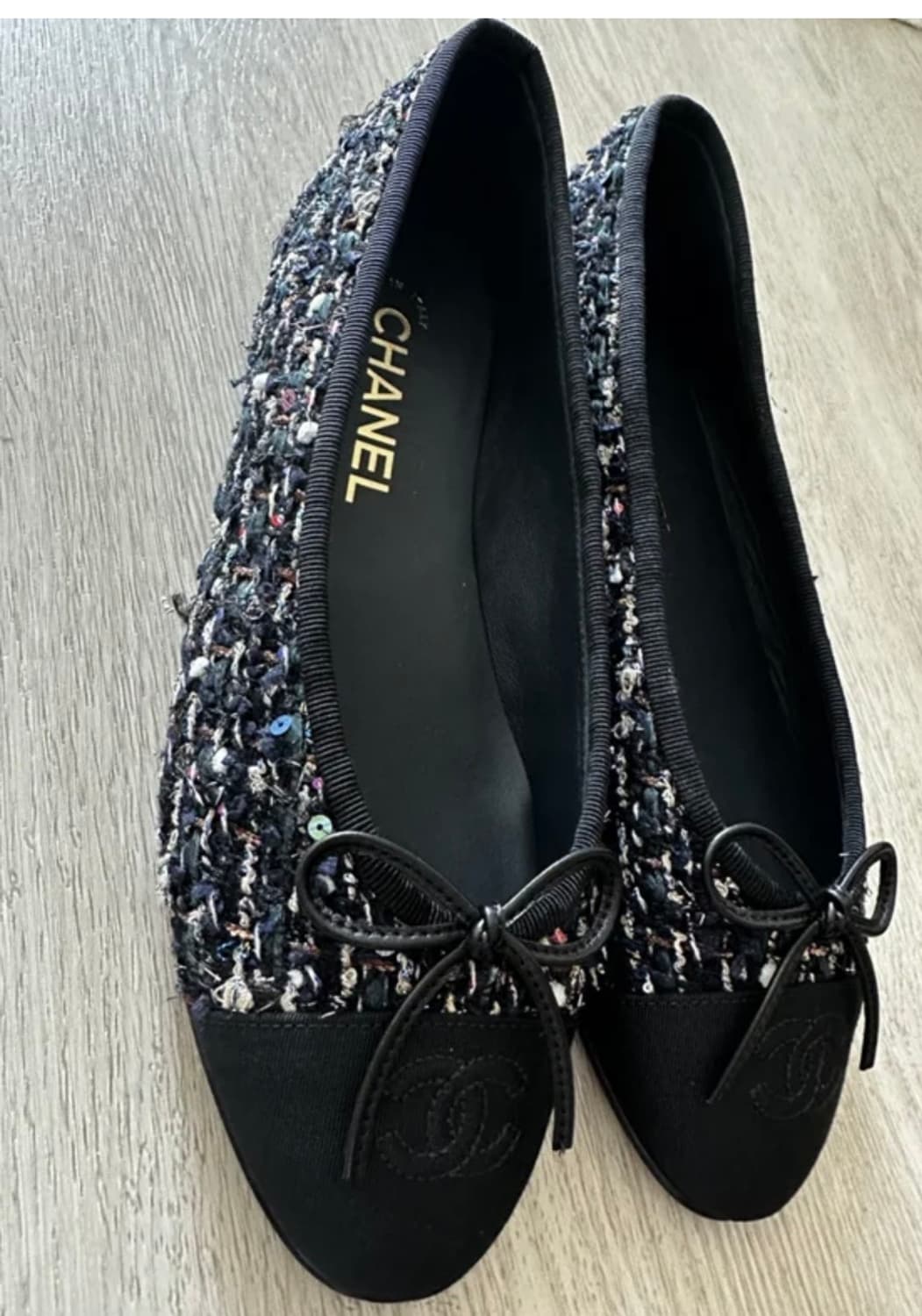 샤넬 트위드 발레리나 플랫 블랙 36 상품이미지2