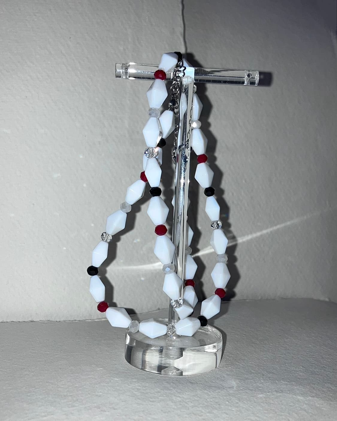 핸드메이드 비즈 목걸이 | 시로 마름모&크리스탈비즈 목걸이 | 가을겨울  상품이미지10