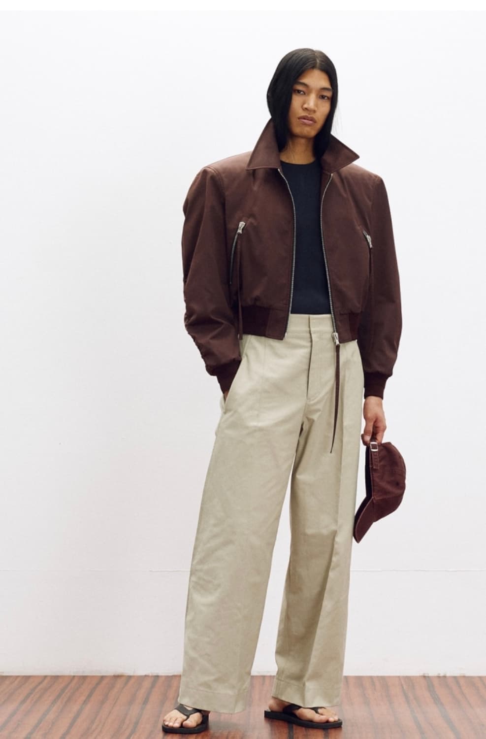 렉토 지퍼 디테일 스트럭쳐 팀봄버 레드 브라운 상품이미지2