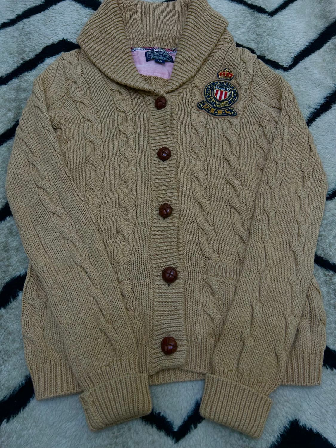 [XS]Polo jeans 케이블 캐시미어 혼방 니트 가디건/베이지 상품이미지1