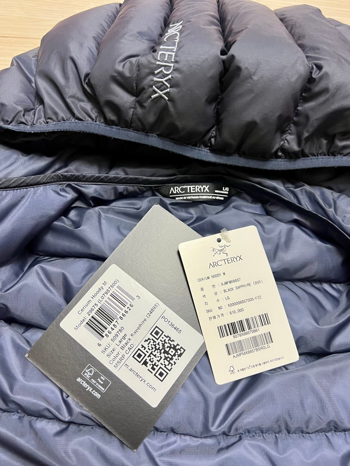 (L)아크테릭스 세륨 후디 블랙 사파이어 상품이미지3