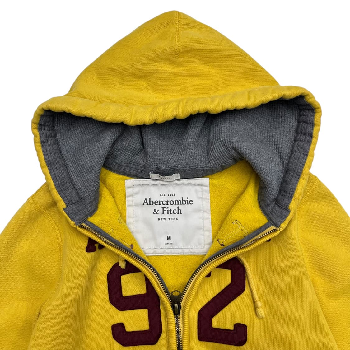 아베크롬비 버건디 패치로고 옐로우 후드집업 M 상품이미지5