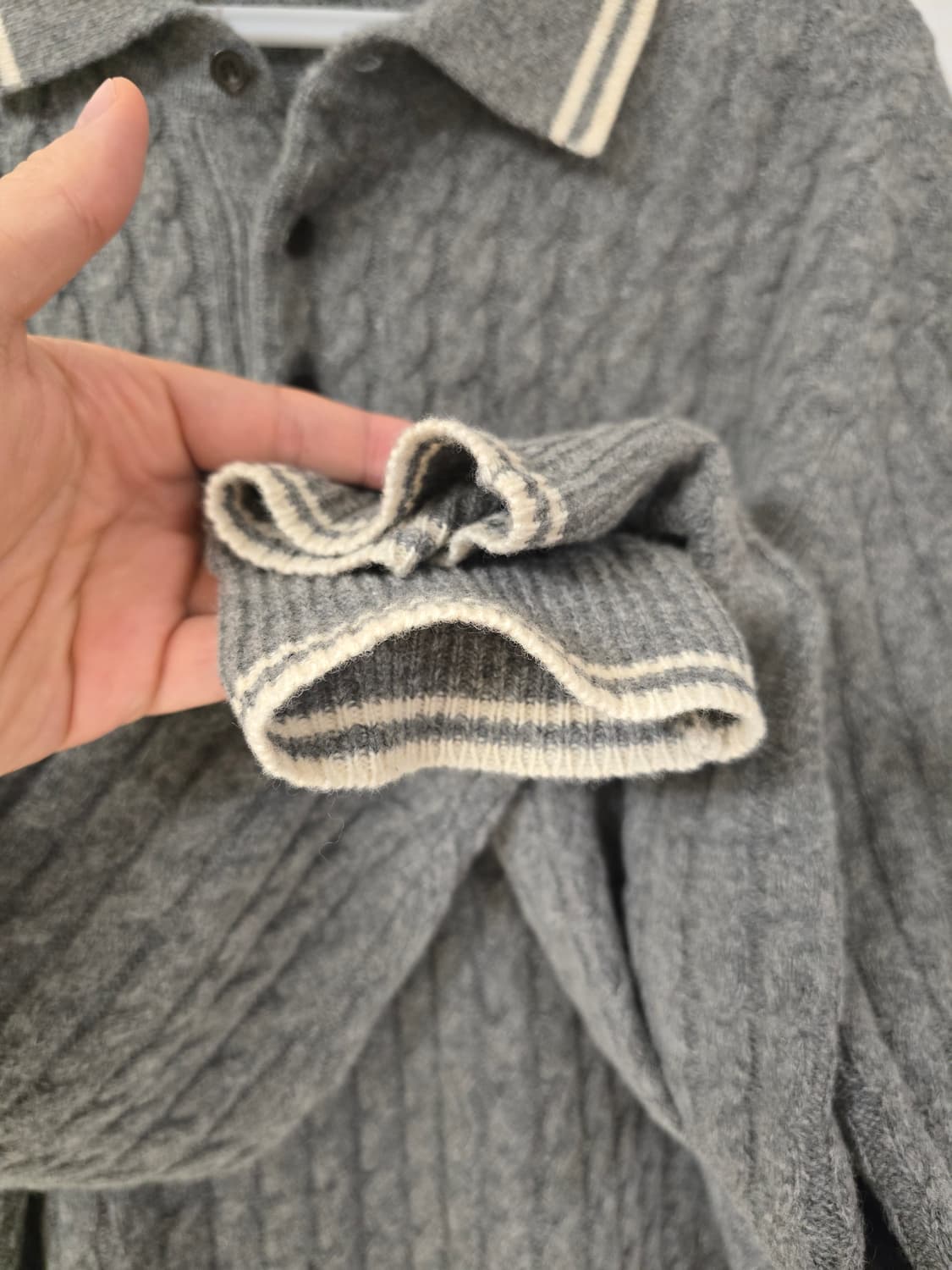 BEAMS+ 울 케이블 니트 폴로  (L) 상품이미지4