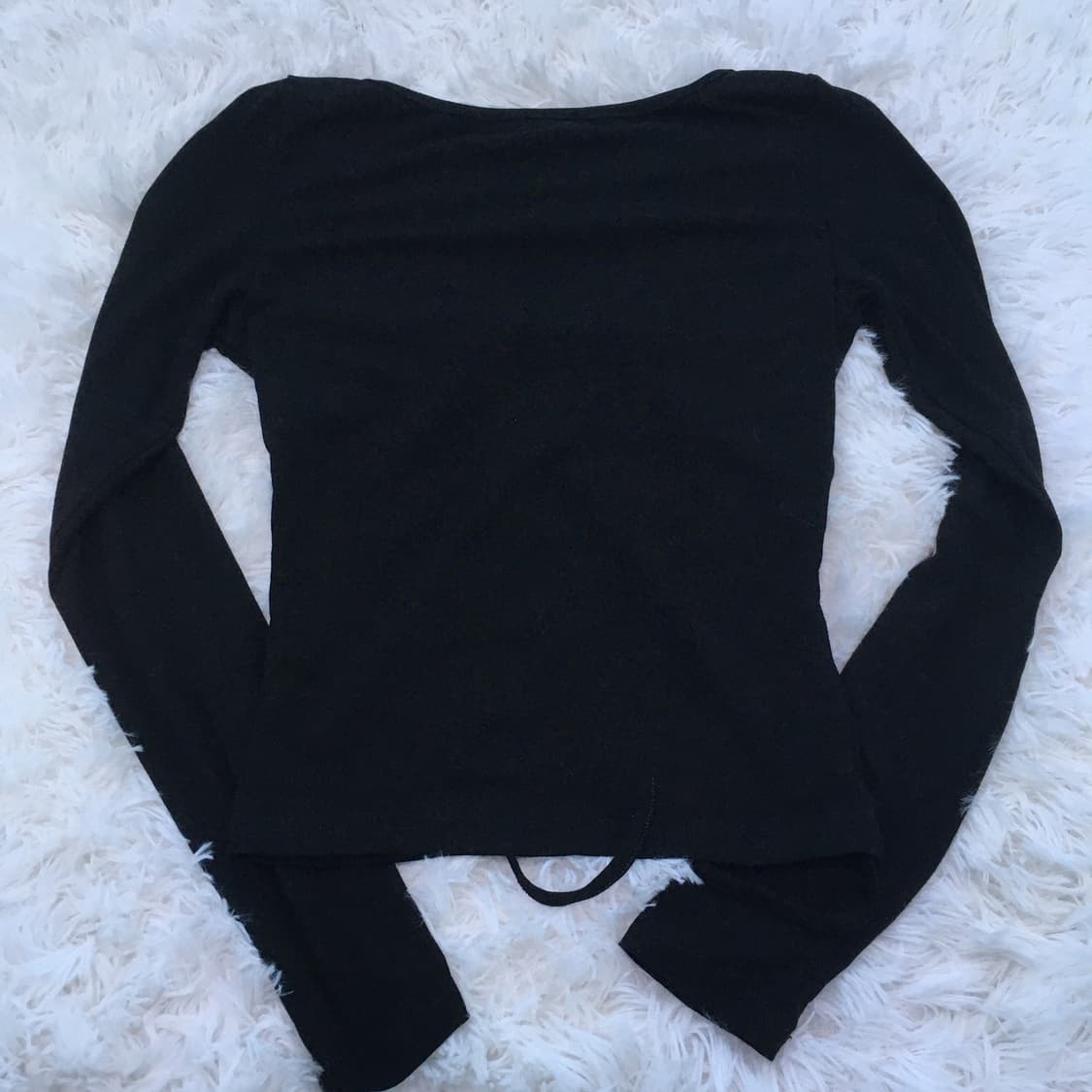 빈티지 블랙 셔링 브이넥 티셔츠 767 y2k 스트릿 갸루 펑키 일본빈티 상품이미지2