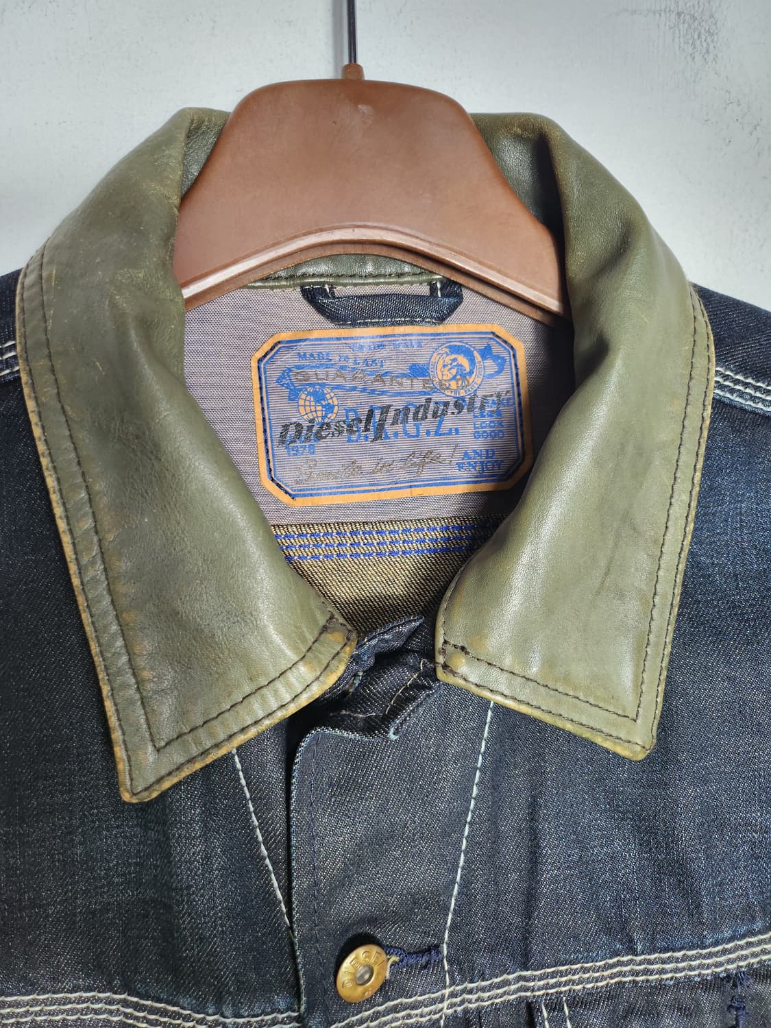 디젤 레더 카라 데님 워크 자켓 상품이미지3