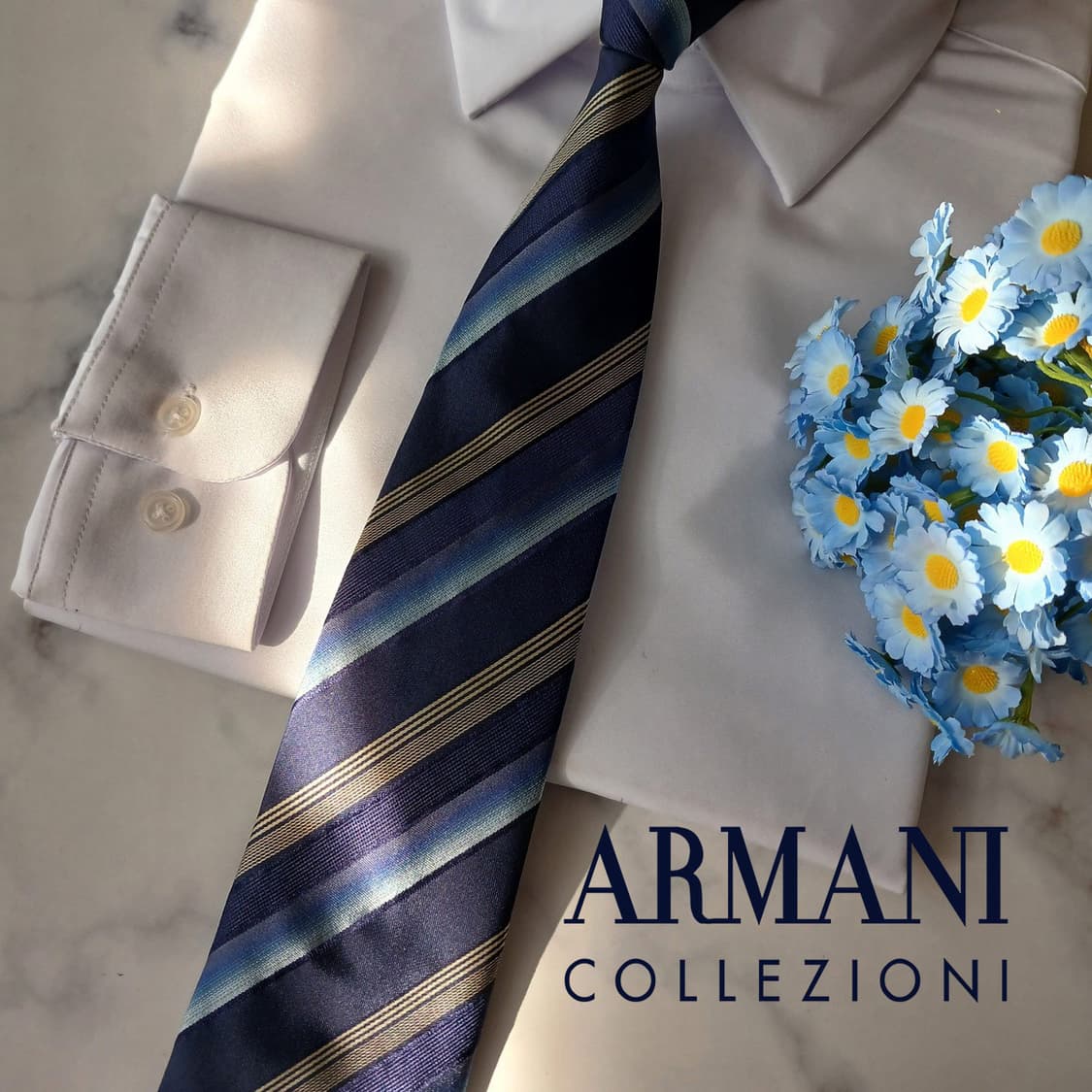 아르마니꼴레지오니 실크 레지멘탈 넥타이 8.5cm A+등급  A19071 상품이미지1