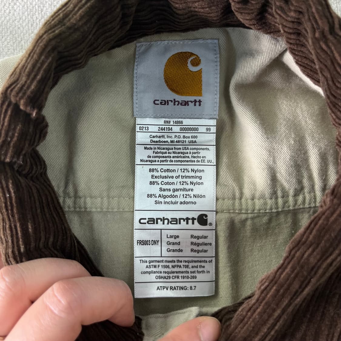 105 칼하트 90s 코듀로이 반팔 셔츠 상품이미지3