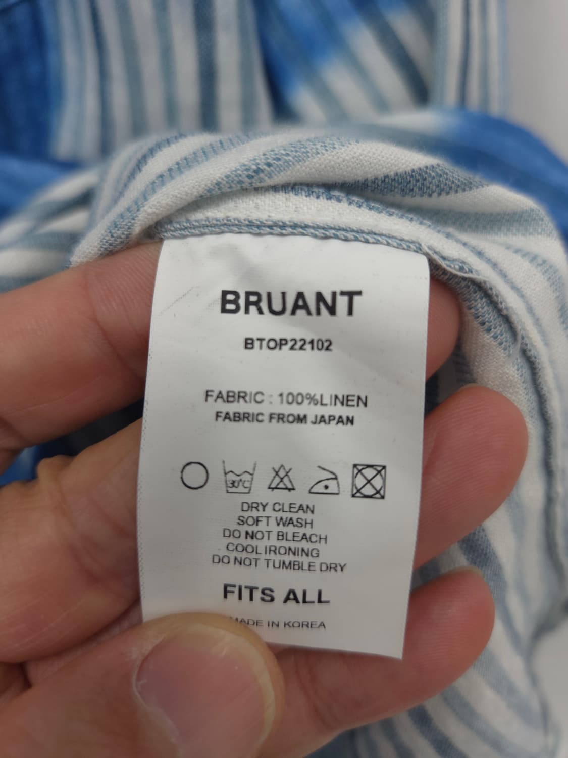 OS 브루앙 BRUANT 린넨 블루 스트라이프 셔츠 상품이미지6