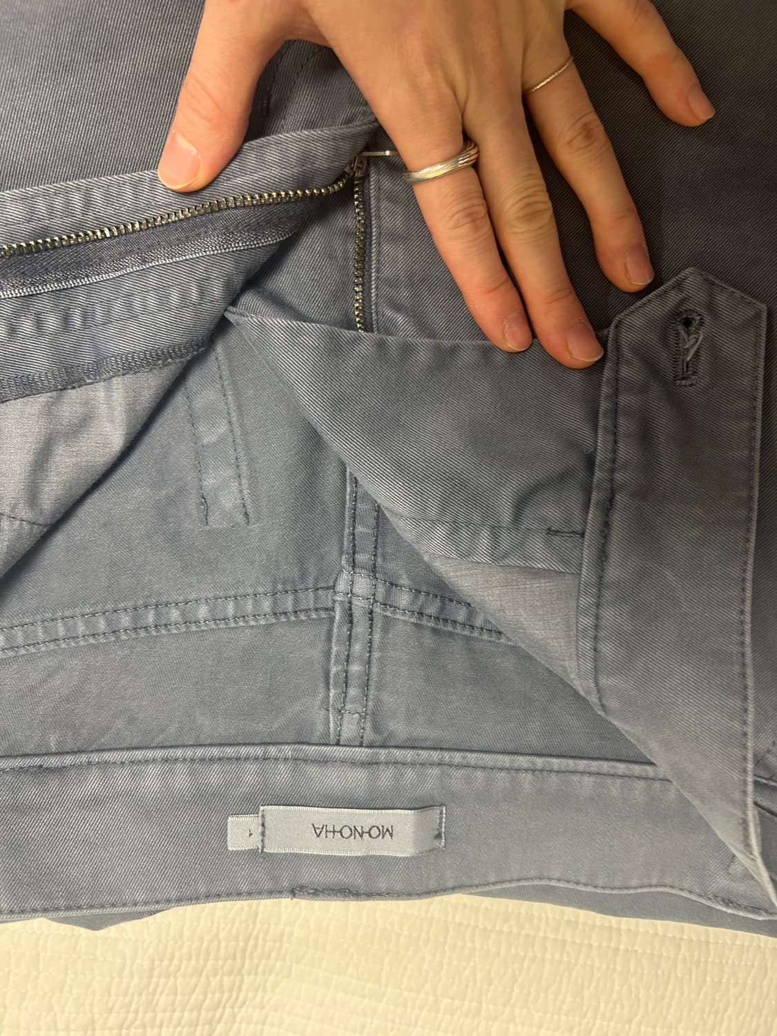 모노하 코튼다잉 커브드팬츠 블루그레이 1 상품이미지4