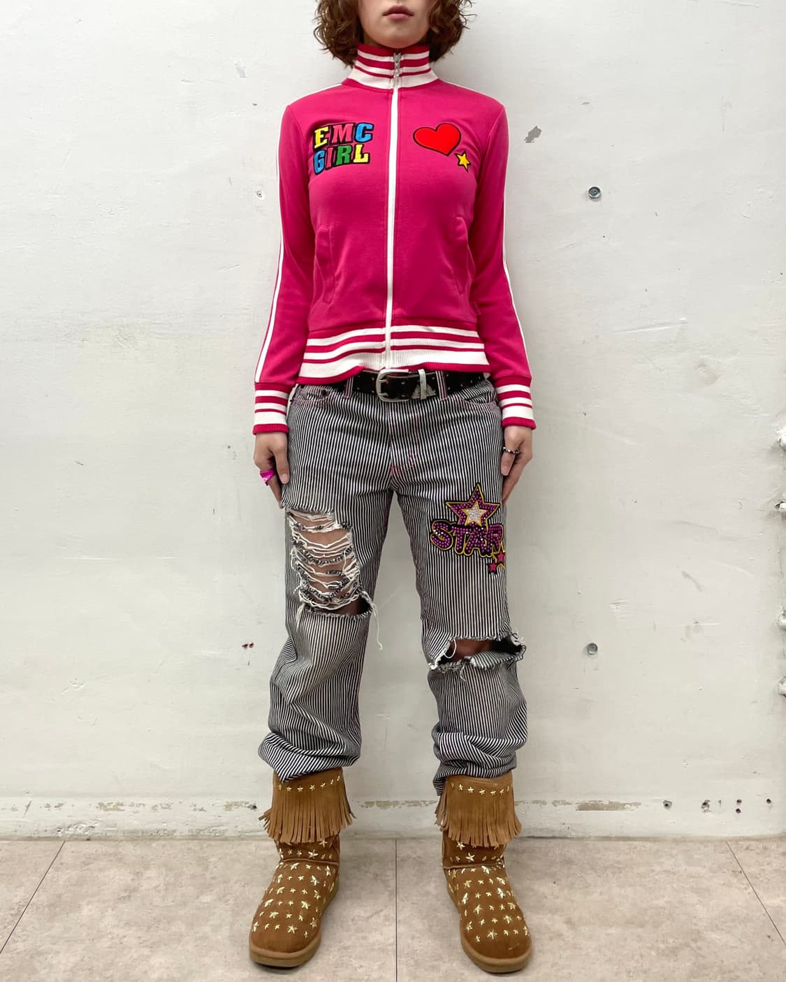 Retro heart star pink track top  상품이미지6