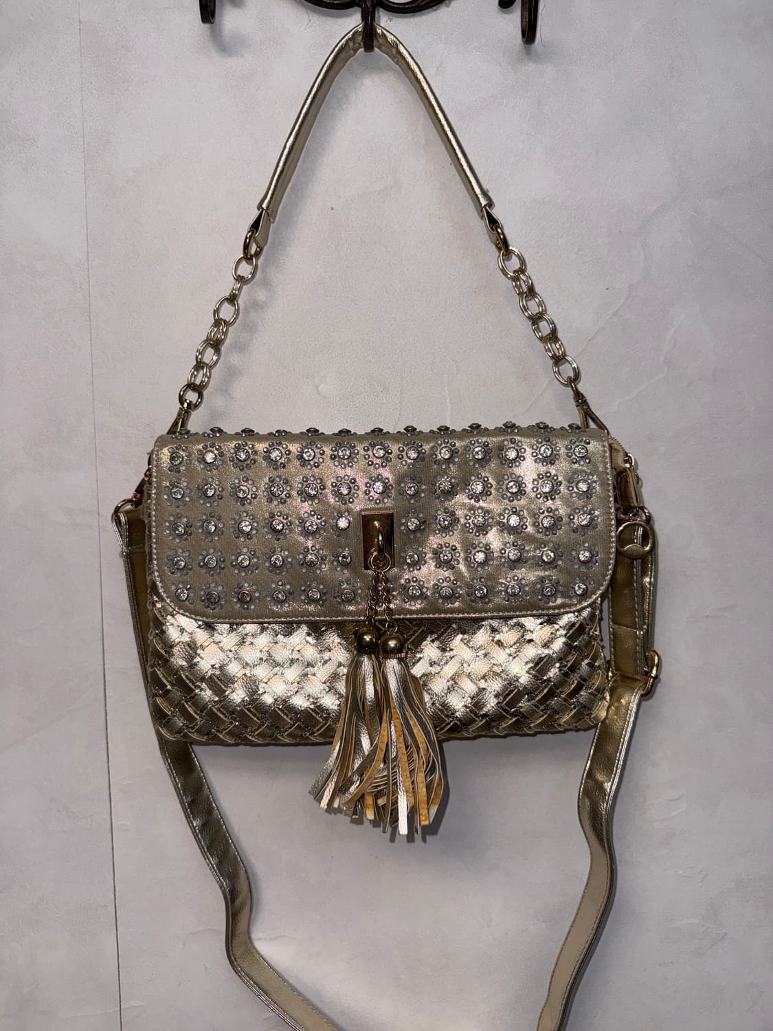 Gold flower cubic tassel chain 투웨이백 상품이미지3