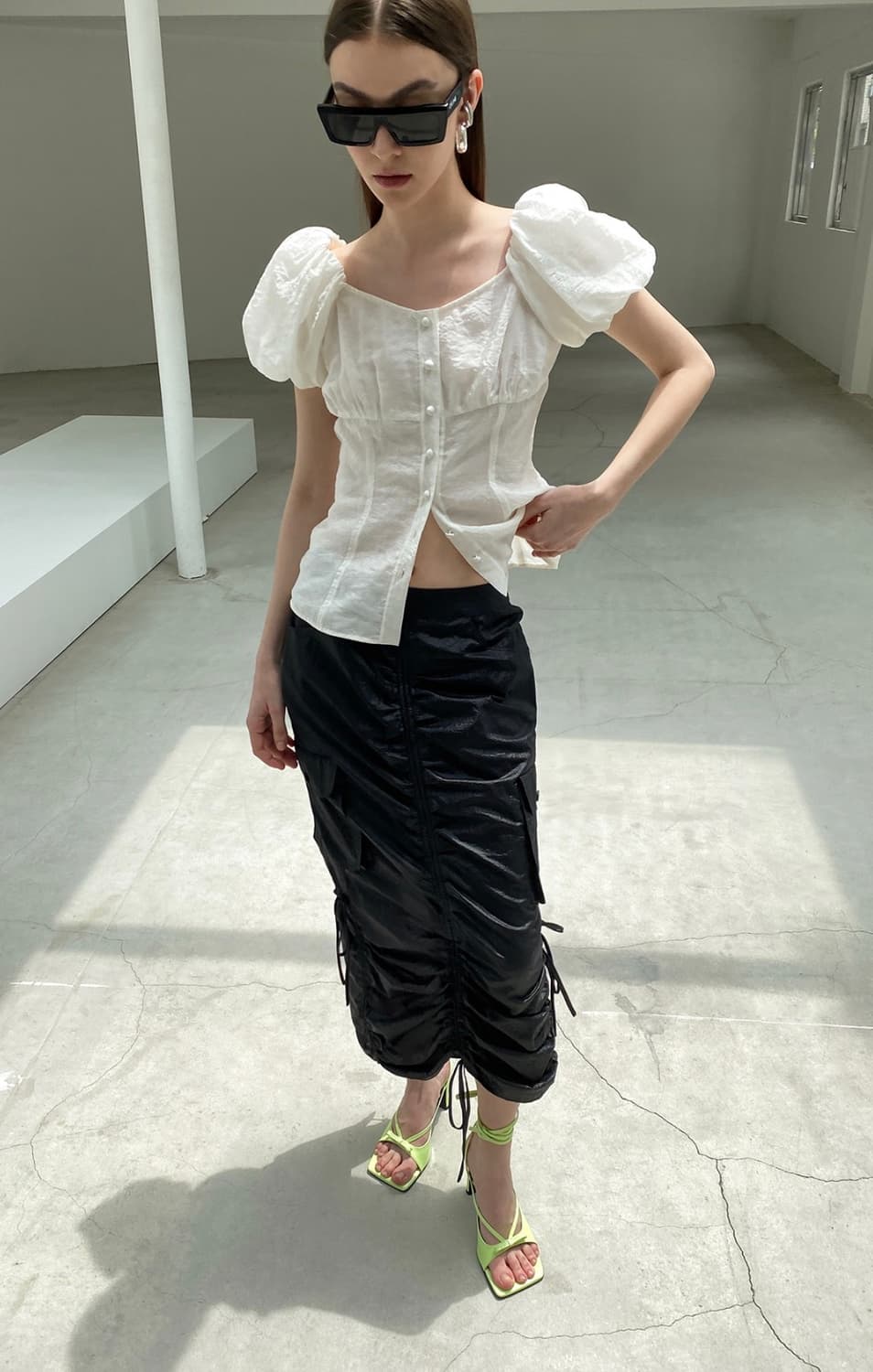 새상품) 드래곤블루스 스트링 셔링 카고 스커트 상품이미지3