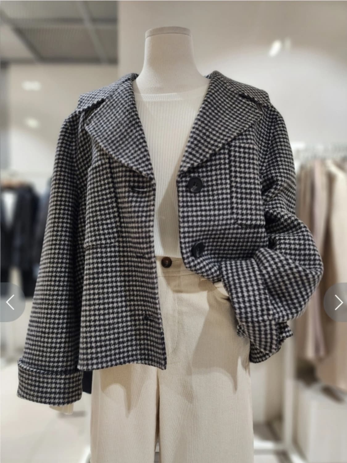 (새상품)SOUP 핸드메이드숏코트 66사이즈 하운드투스 상품이미지2