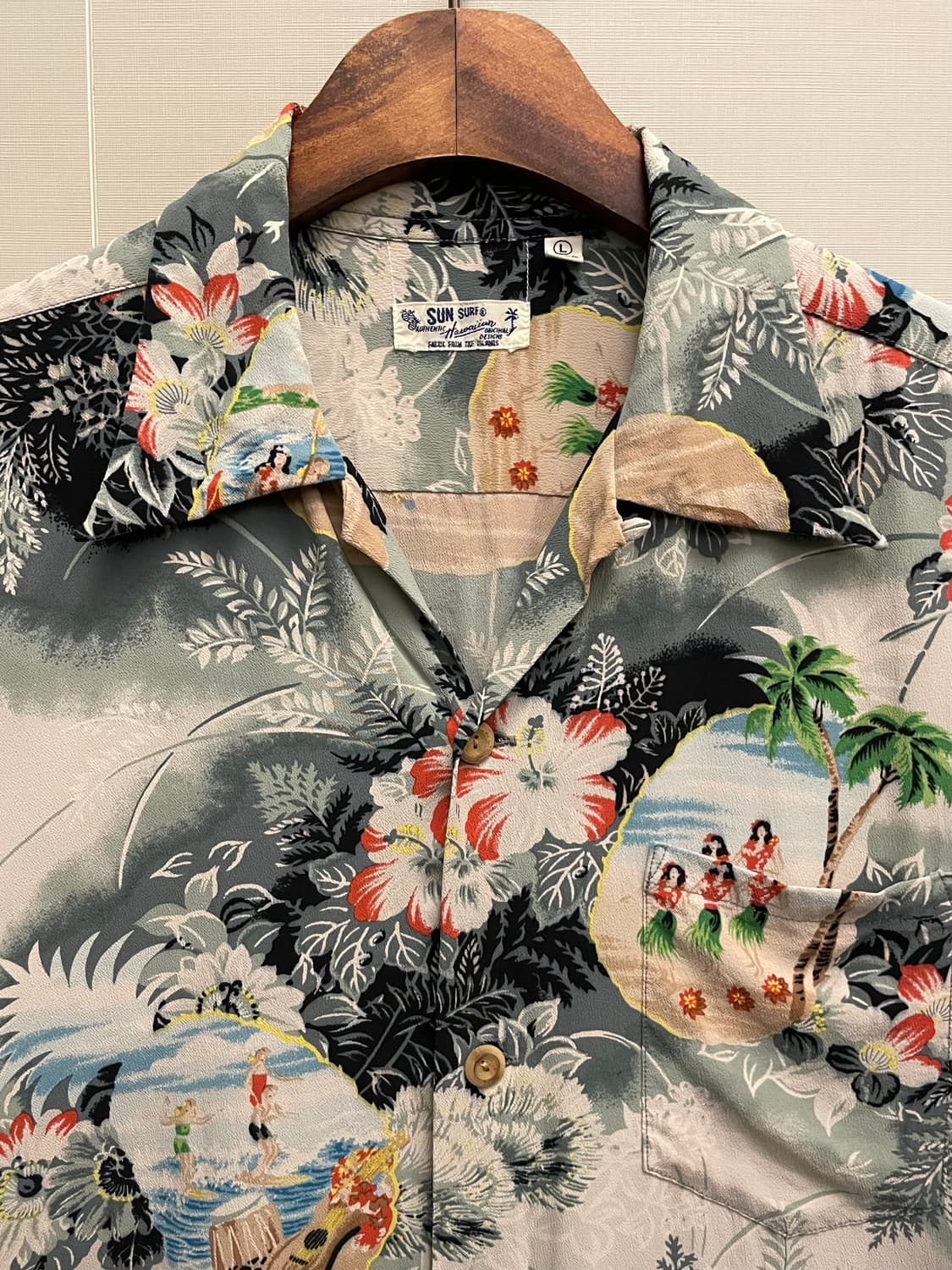 (L)Sun surf 토요엔터프라이즈 선서프 레이온 알로하 하와이안셔츠 상품이미지3