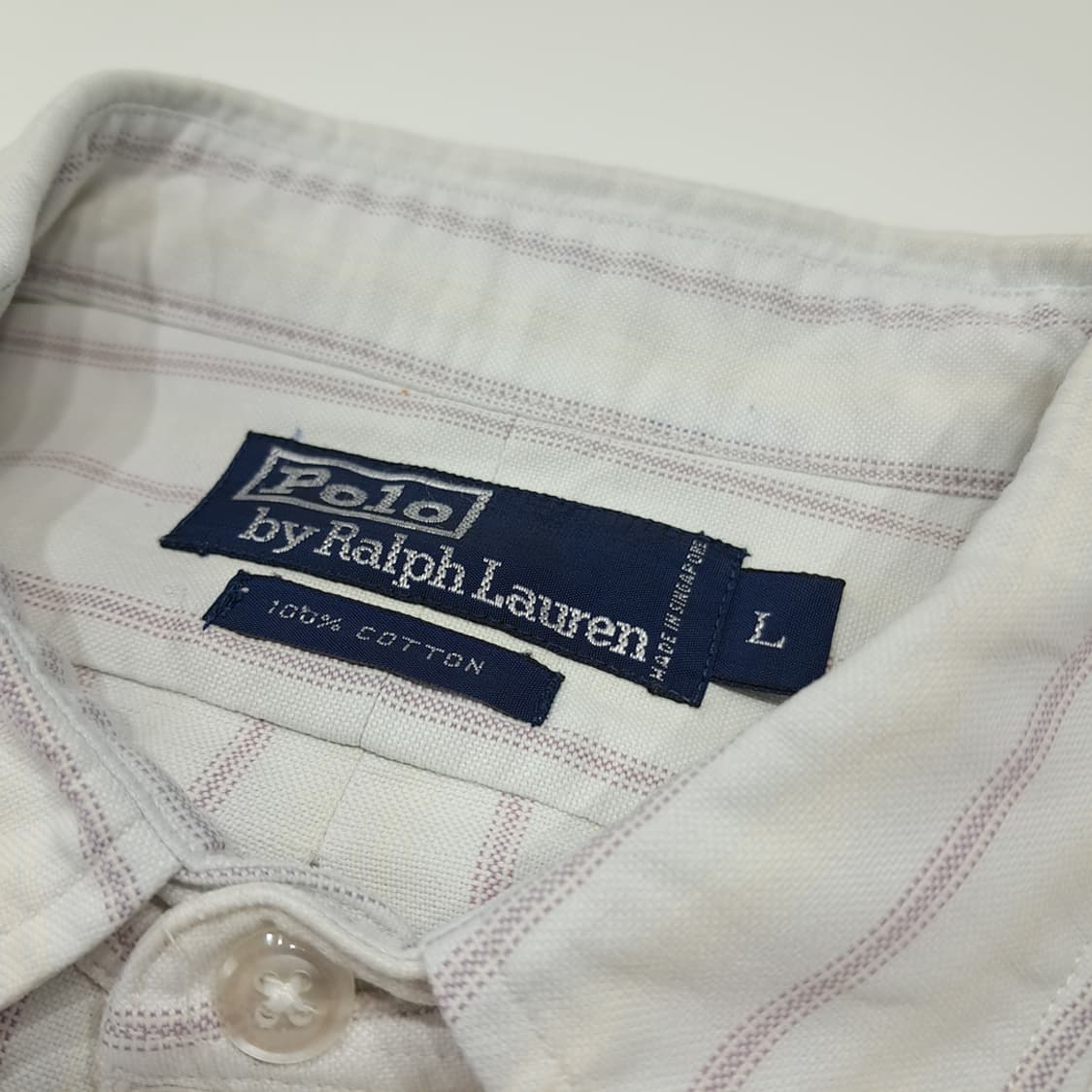 CK089 L 폴로 90s 싱가포르판 올드스쿨 스트라이프 워크 셔츠 남 상품이미지3