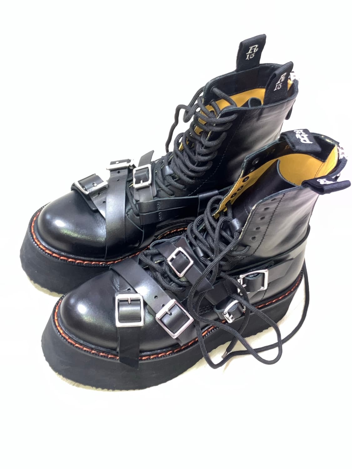 R13 블랙 스트랩 더블 스택 부츠 240 상품이미지1