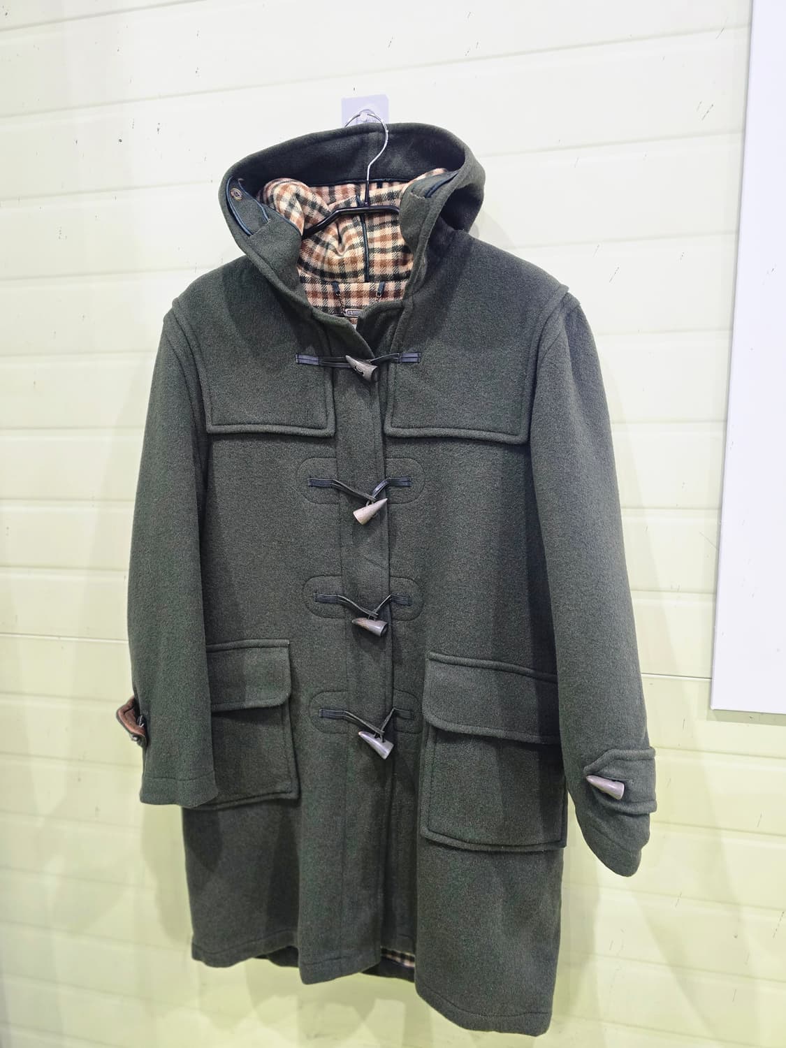 Aquascutum 후드 떡볶이 코트 다크 그린 상품이미지1