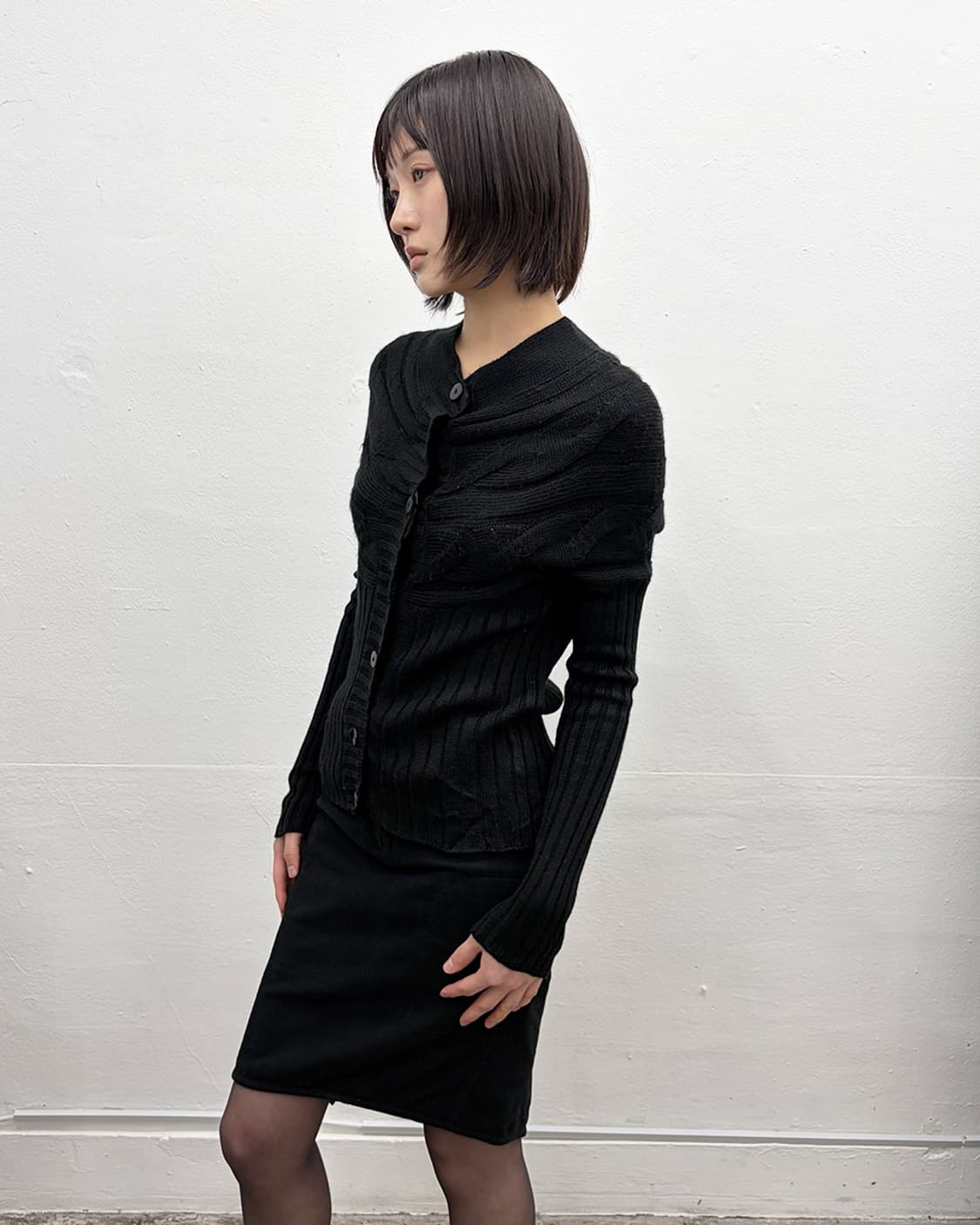 빈티지 리브드 패널 가디건 상품이미지6