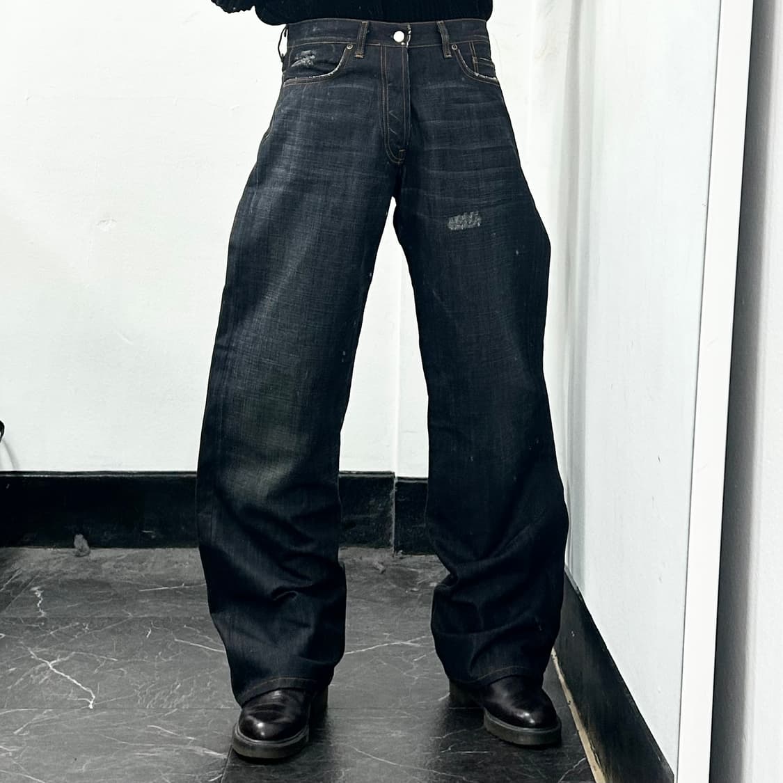 Y-3 요지 야마모토 백로고 와이드 데님 팬츠 상품이미지2