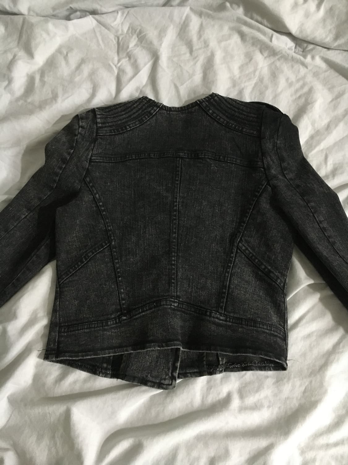 Rachel 흑청 세미크롭 라이더 자켓 상품이미지4