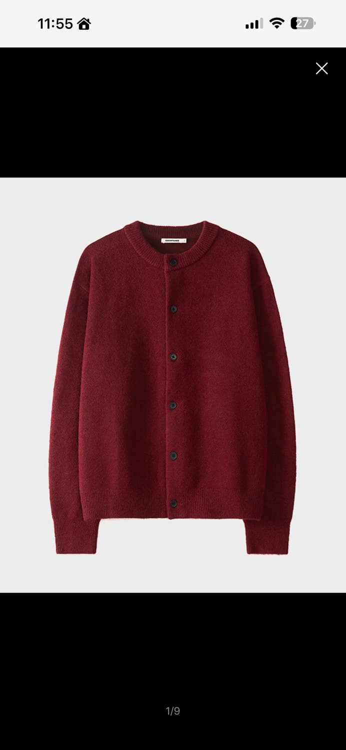 엑스컨테이너 미니멀 버튼 라운드넥 크롭 가디건  상품이미지1