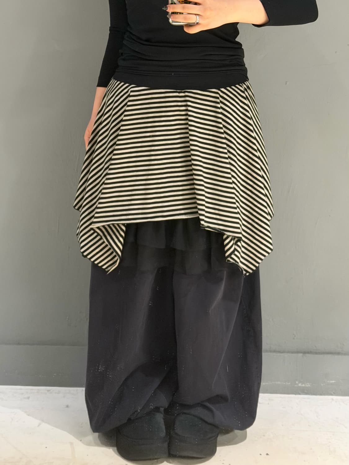 unbalance design stripe pattern skirt  상품이미지1