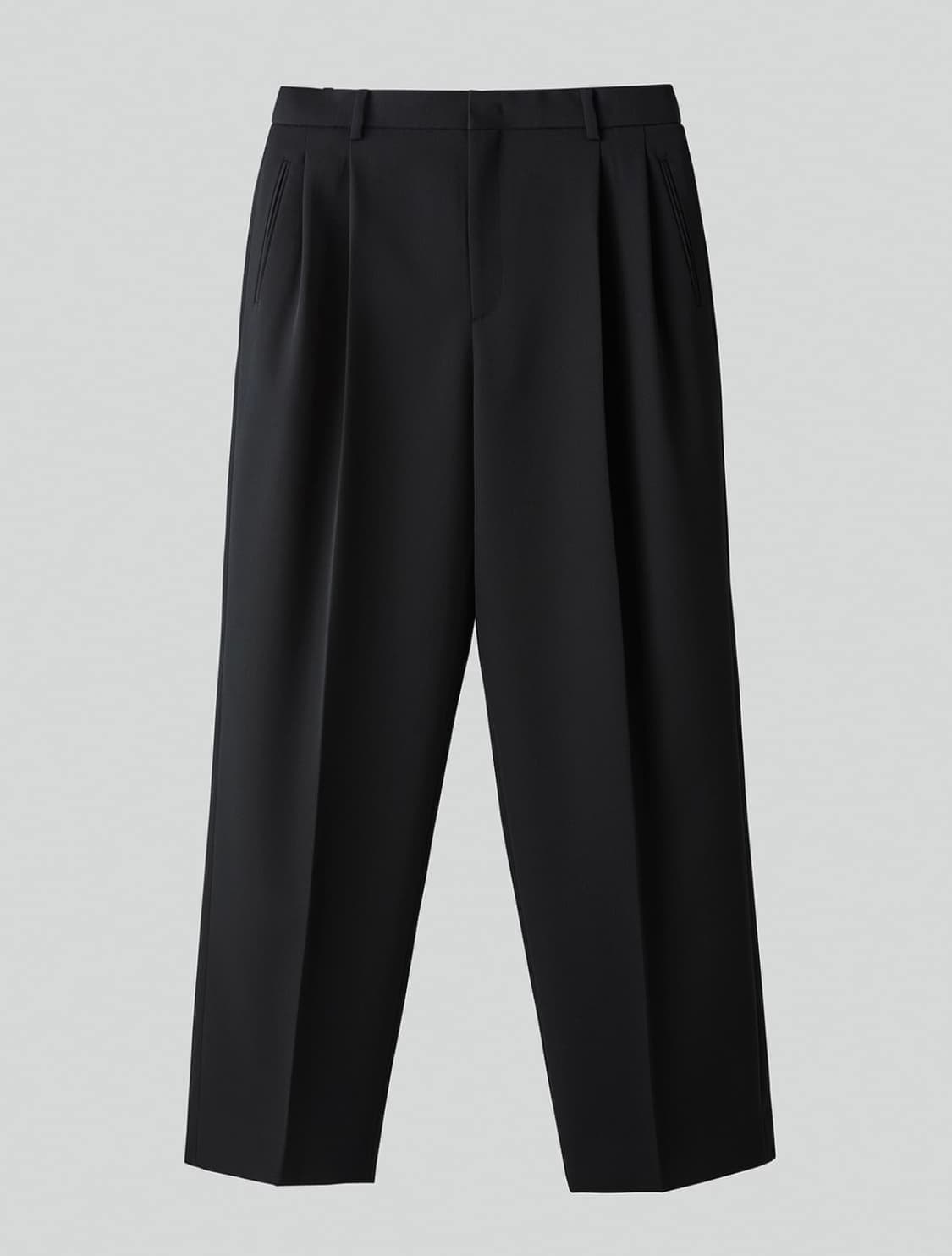 렉토 25SS 더블 플리츠 와이드 팬츠 블랙 M사이즈 상품이미지2