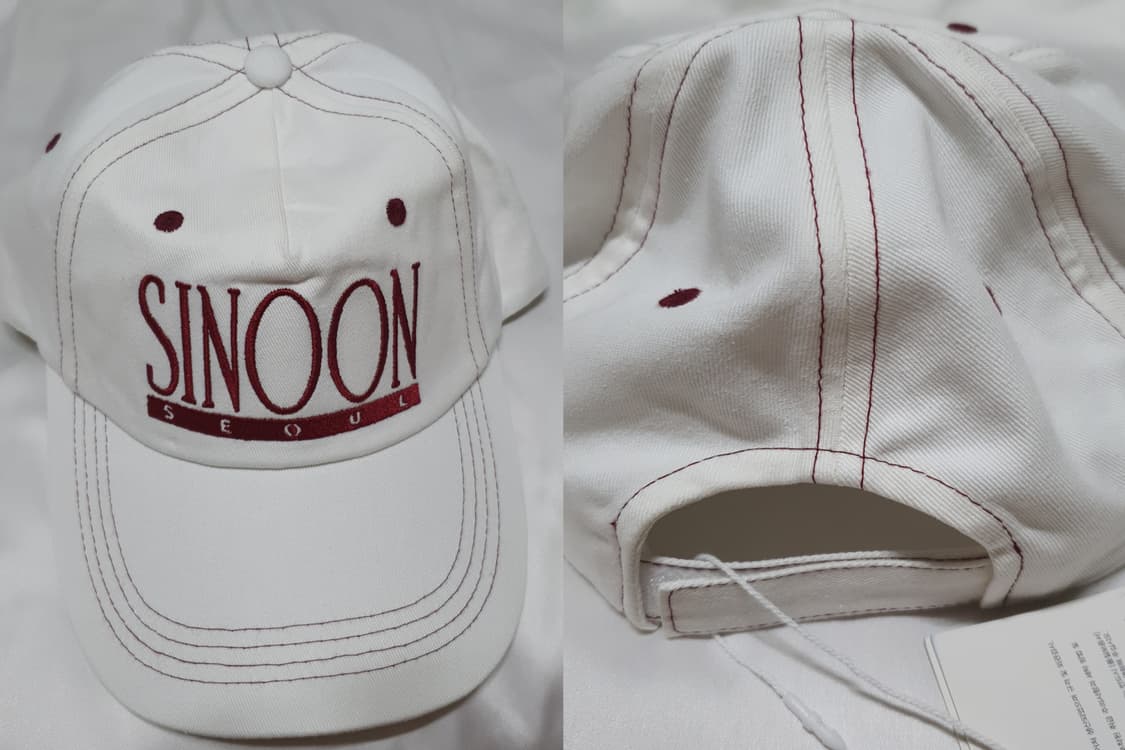화이트베이지 레드 레터링 sinoon 시눈 볼캡 모자  상품이미지4