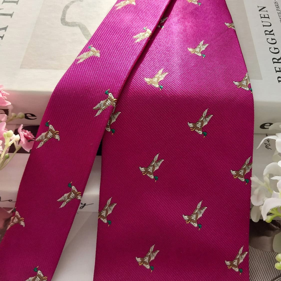 폴로랄프로렌 실크 퍼플톤 오리 자수 넥타이 9.9cm A+등급 K1447 상품이미지4