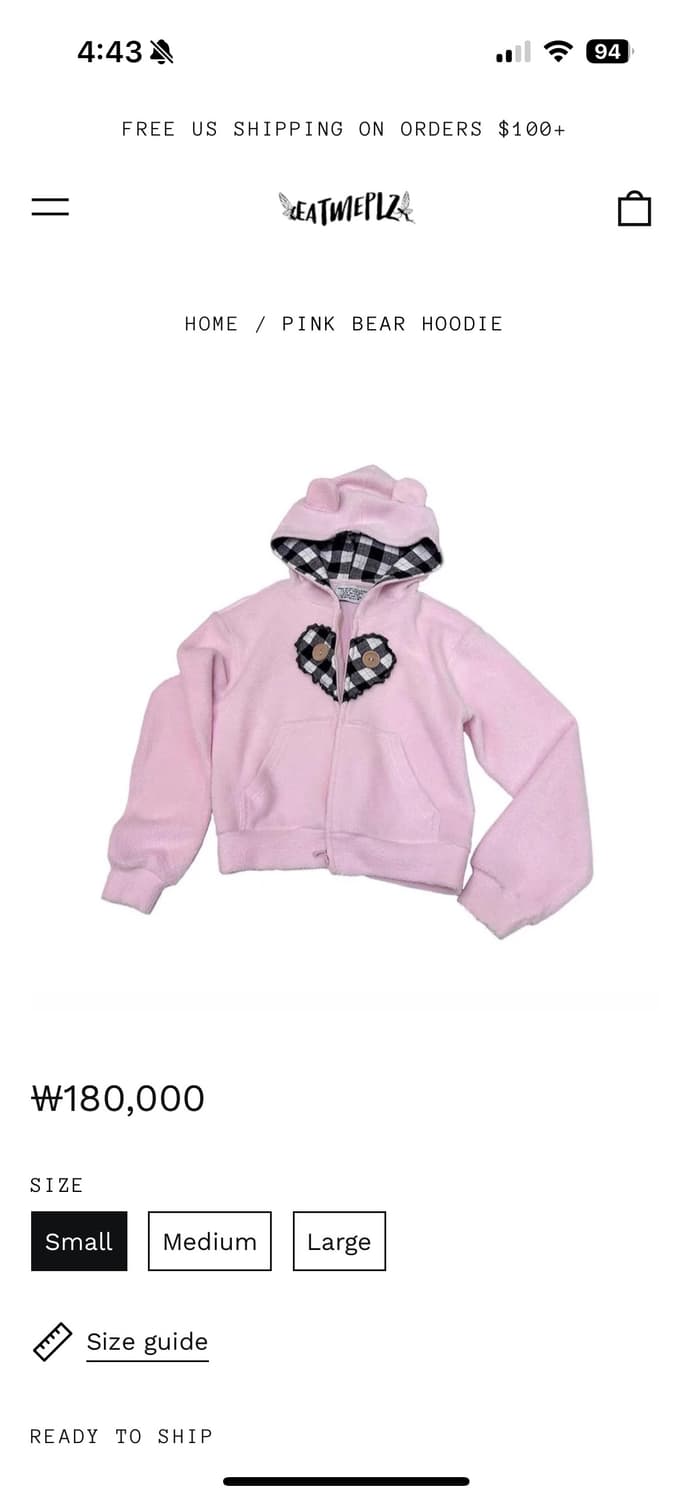 Eat me plz 뉴진스 해린 후드집업 핑크 베어 후디 L 상품이미지2