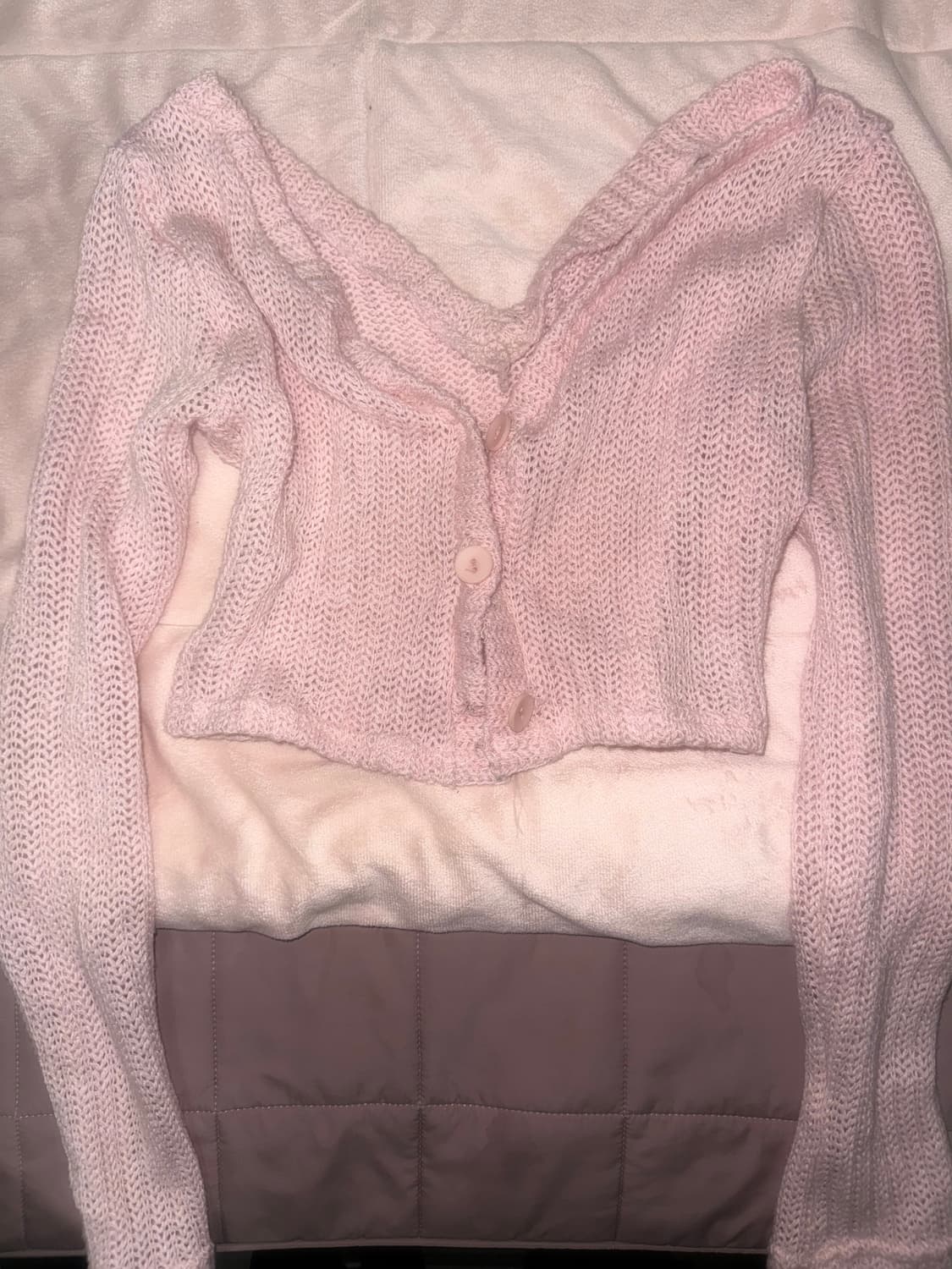 애즈온 as'on 베이비핑크 니트가디건 쓰리타임즈포어링갸루베이비메탈클럽 상품이미지2