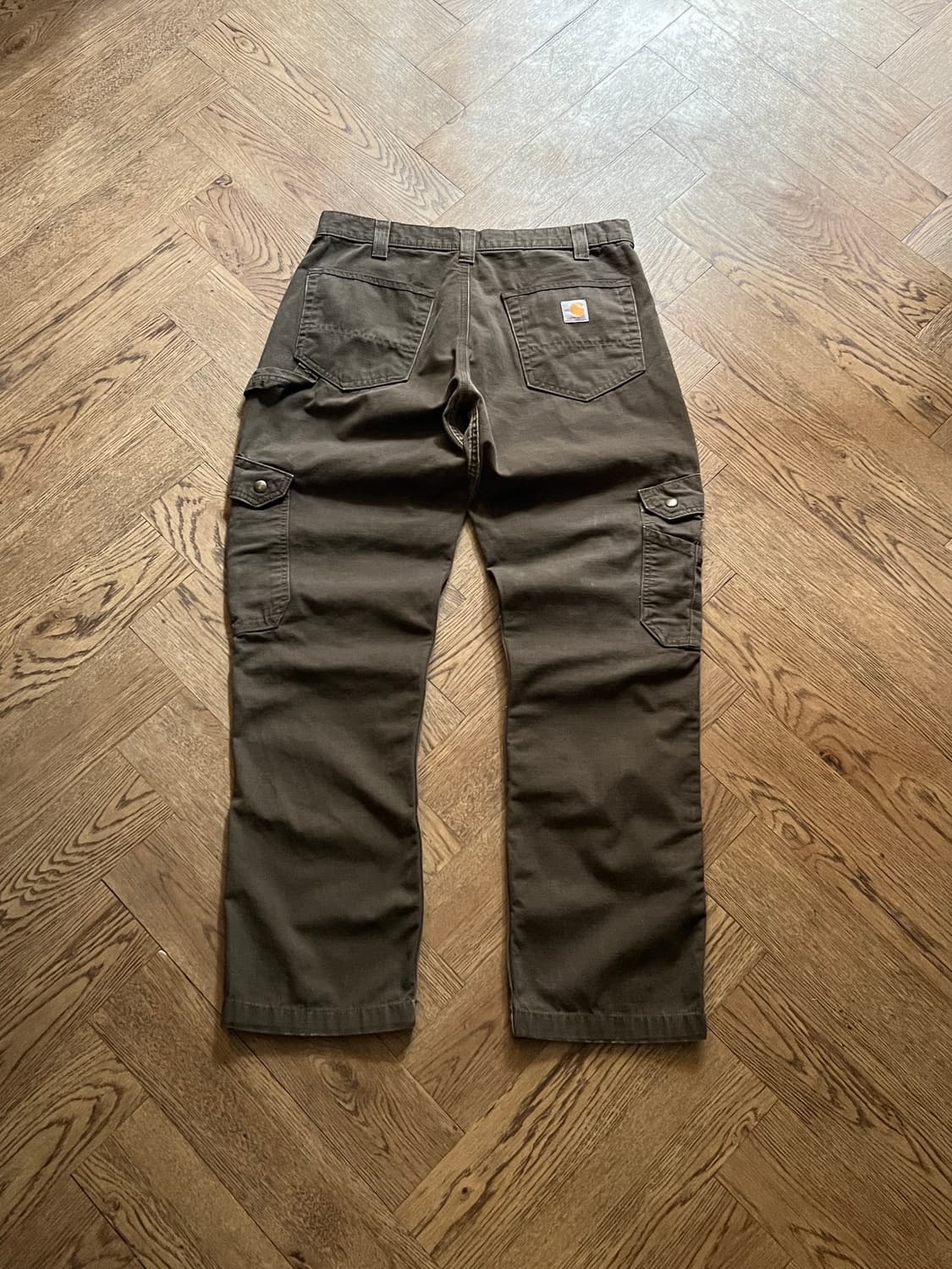 [33]칼하트 USA 빈티지 워싱 다크커피 립스탑 더블니 워크 카고 팬츠 상품이미지2