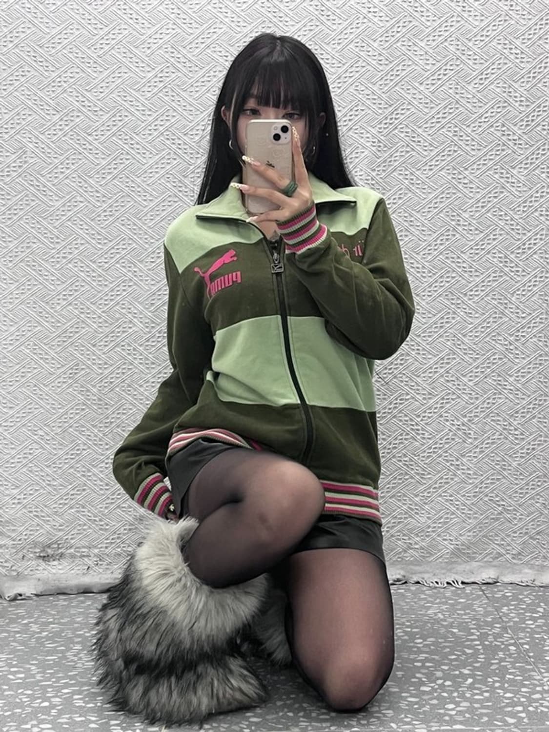 푸마 희귀 레트로 Y2K 대장급 TKHKI 말차카키 집업 M C09932 상품이미지1