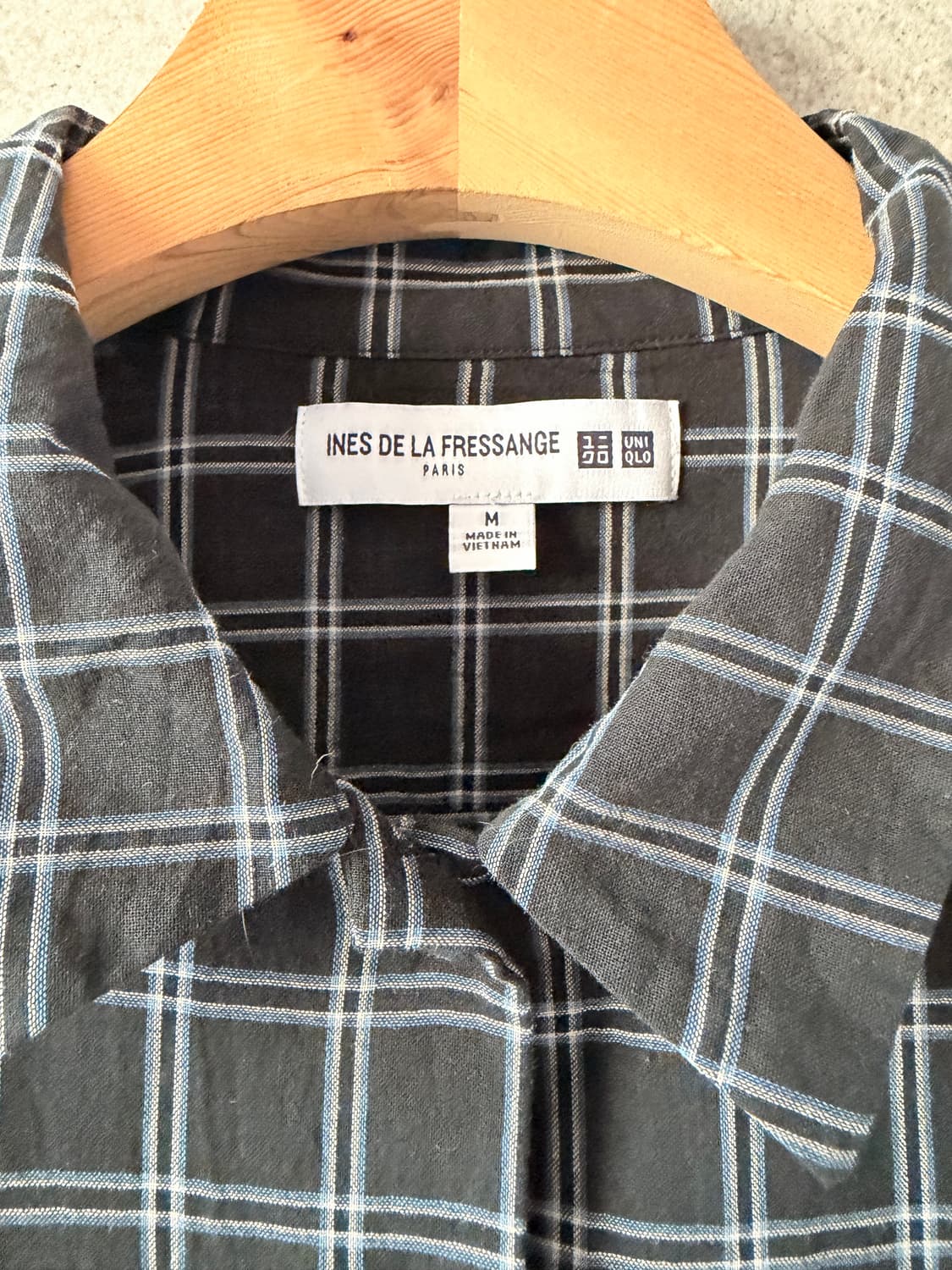 유니클로 이네스 드 라 프레상쥬 체크 셔츠 블랙 상품이미지2