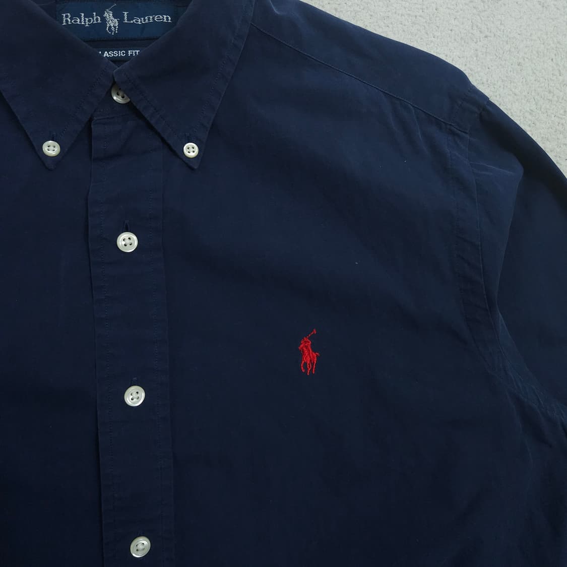 폴로 랄프 로렌 솔리드 셔츠 S 클래식핏 네이비 상품이미지2