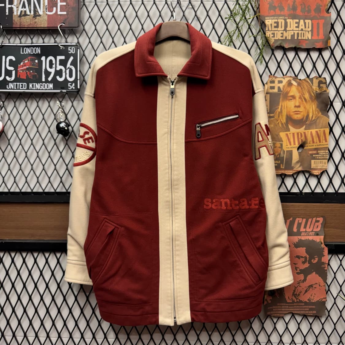 90s JPN VINTAGE 집업 바시티 자켓 크림 버건디 상품이미지1