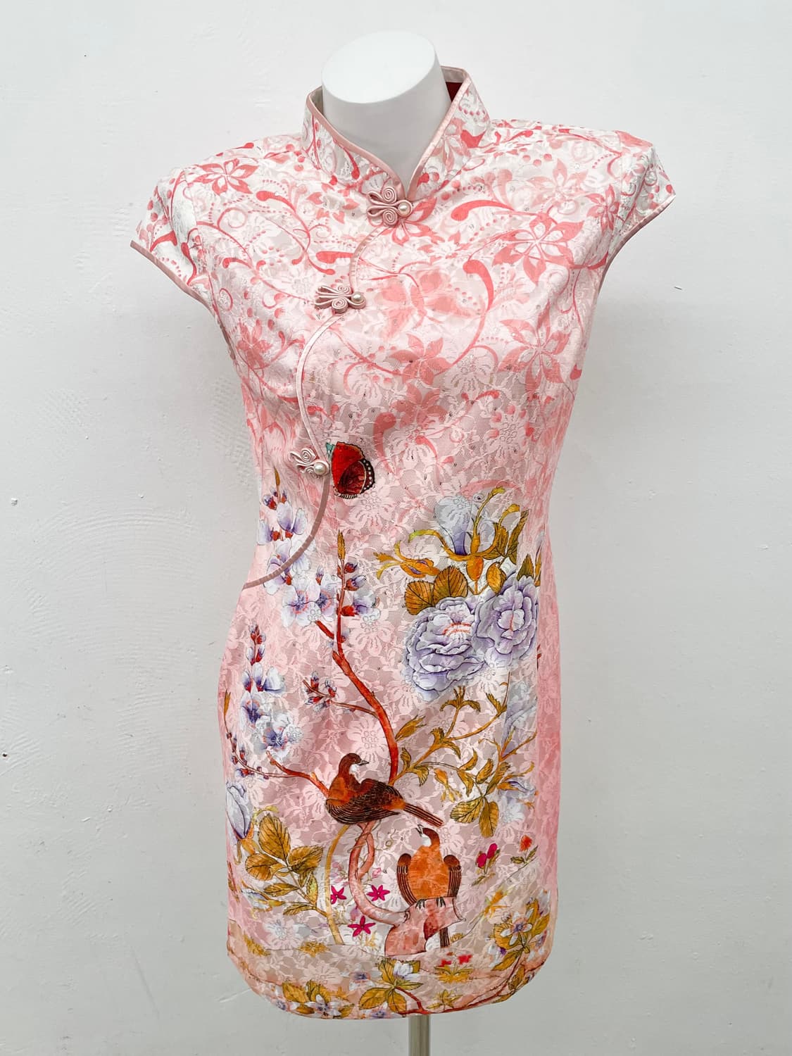 핑크 오리엔탈 레이스 치파오 상품이미지1