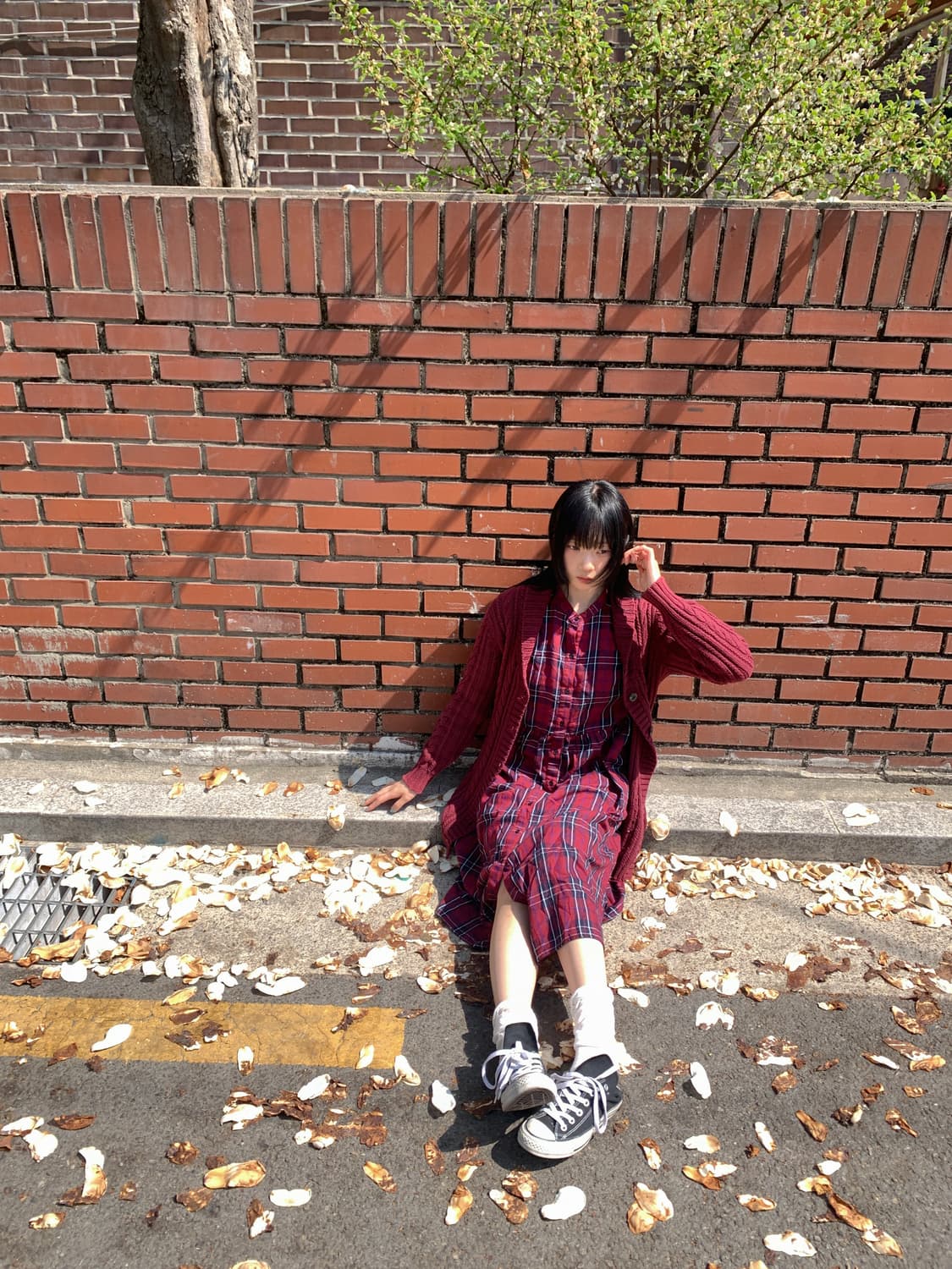 Twist knit long cardigan(burgundy) 상품이미지4