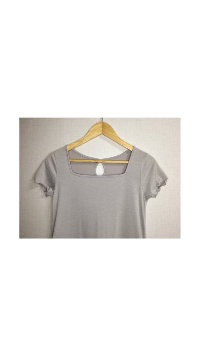 빈티지 연그레이 겹프릴 롱 티셔츠 반팔 튜닉 상품이미지2