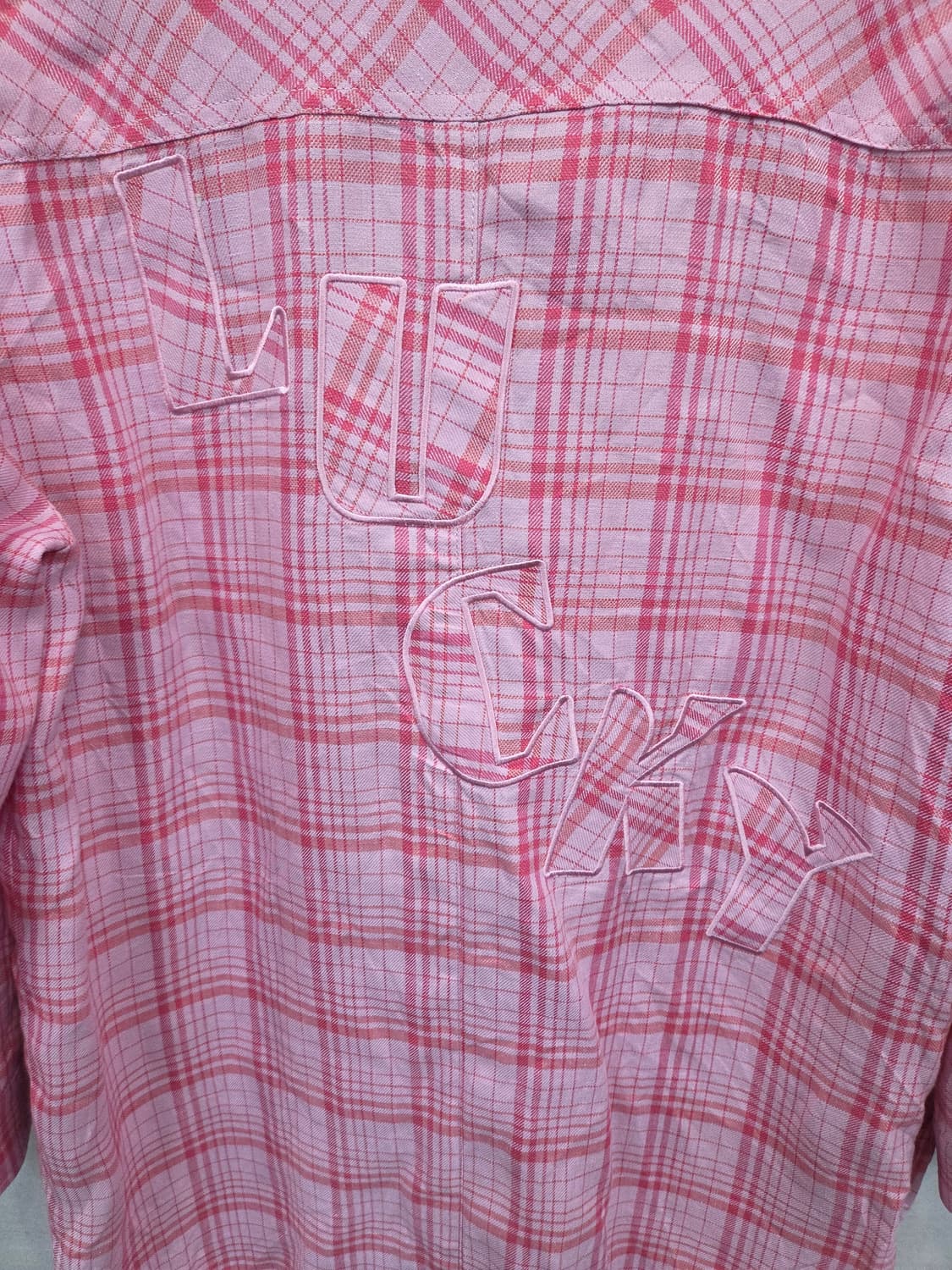 럭키슈에뜨 린넨 체크 셔츠타입 코트 핑크자켓 36사이즈  상품이미지3