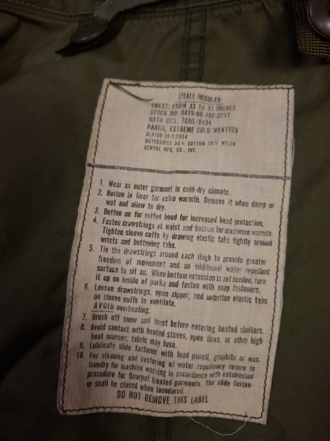 오리지날 미군 M-65 개파카 스몰사이즈 풀셋트 상품이미지7