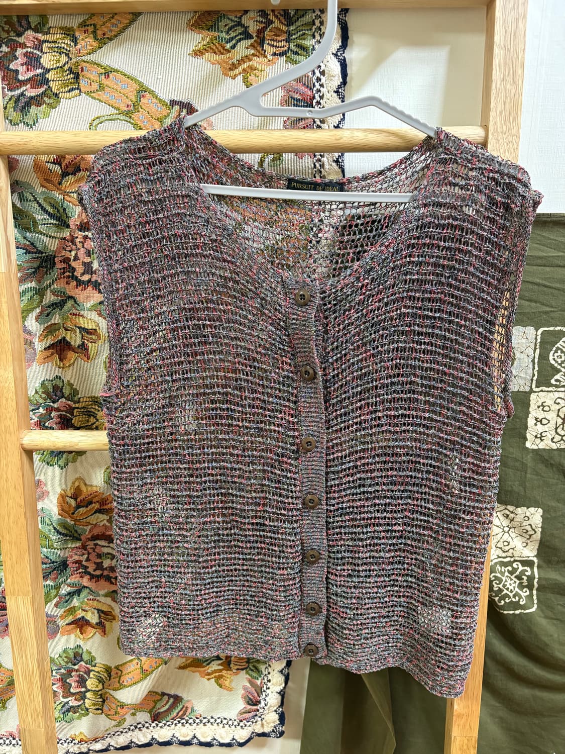 모리 히피 애쉬 퍼플 그물 니트 조끼 상품이미지1